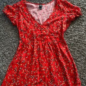 Red floral dress